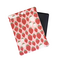 Kindle sleeve with snap to protect Kindle e-readers made with a pink back ground with red and white strawberries.